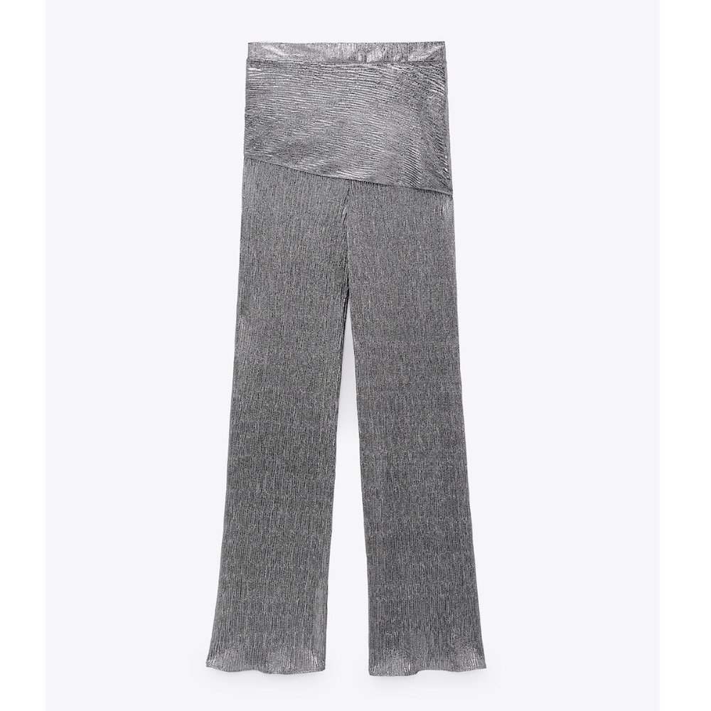 BLOGGER'S FAVE! Zara Limited Edition Sparkly Silver Wrap Front Pants SZ XS NWT - Picture 13 of 14